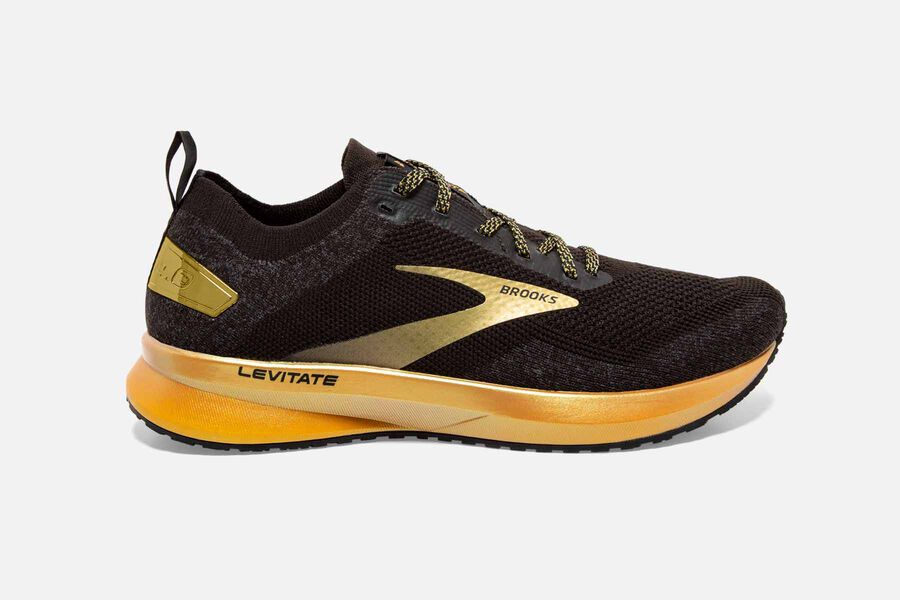 Brooks Levitate 4 Road Running Shoes Womens Black/Gold 782064-KMU